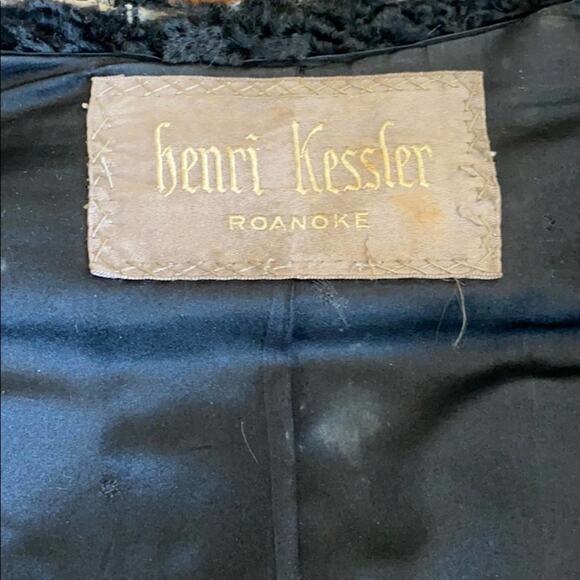 Henri Kessler women’s M vintage black curly wool fur coat - Picture 7 of 8